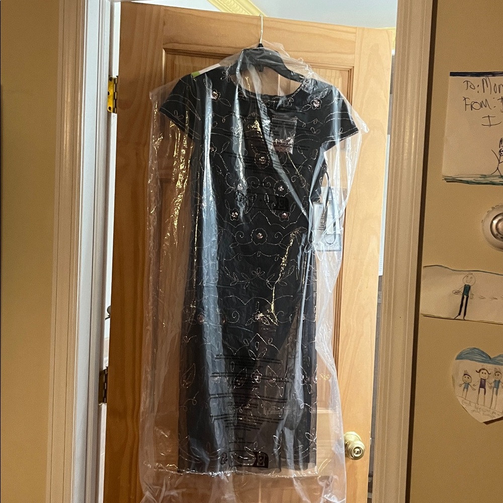 Adrianna Papell Rose Gold Beaded Midi Dress - Picture 3 of 3